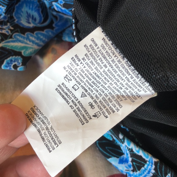 FIT FOR YOU size 16 Floral Scroll Fan V-Neck SMOCKED Ruched Empite Waist $78 NEW - Picture 13 of 15